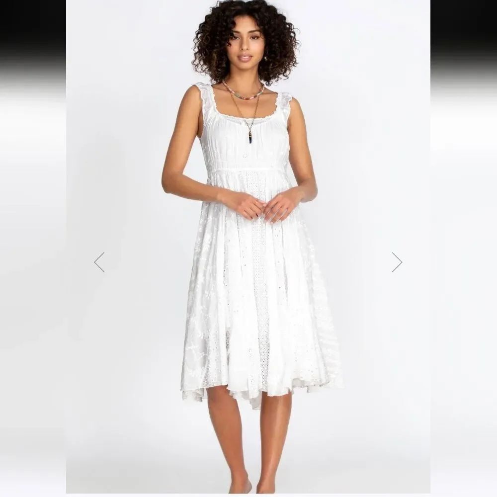 Johnny Was Siren Dress Lace Romantic Midi White Size L New